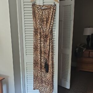 Marie France VAN Damme NWT Leopard Print Maxi Dress Size 2 100% Silk